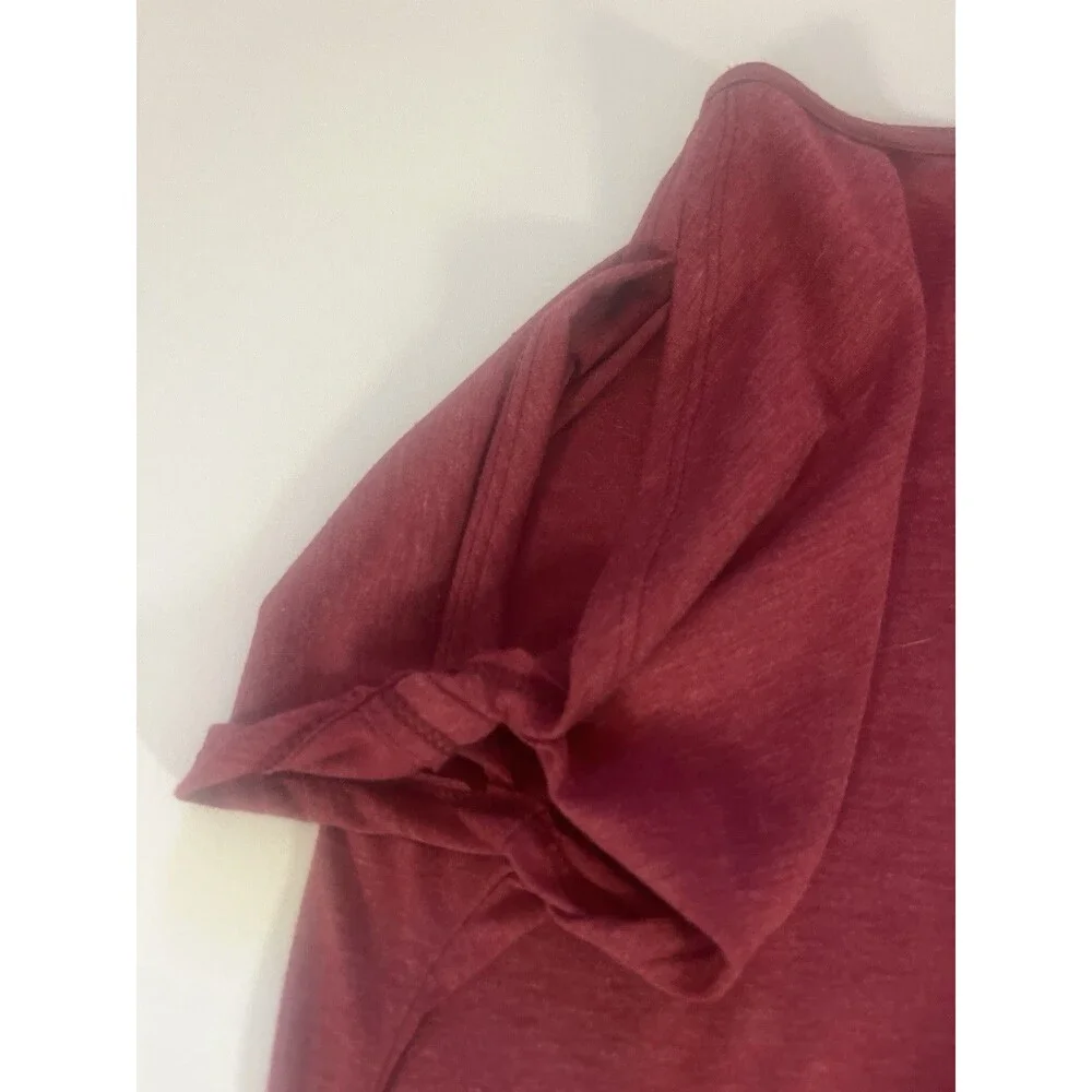 Colette Burgundy Cold Shoulder Top XS | Soft Stretch Knit Blouse - Picture 3 of 7